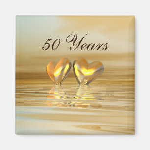 Aimant Coeurs d'or d'anniversaire