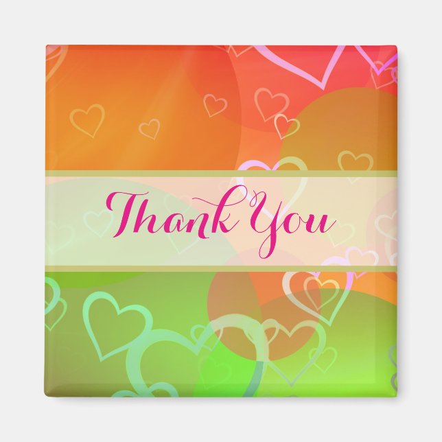 Aimant Coeurs et ballons colorés - Merci (Devant)