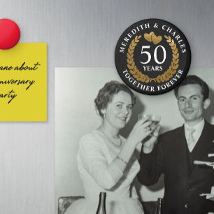 Aimant Cœurs et Couronne en Or Faux & 50e Anniversaire de