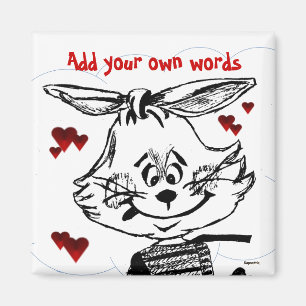 Aimant Coeurs et lapin Personnalisez