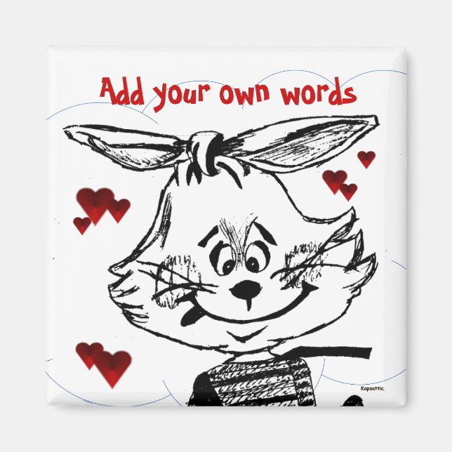 Aimant Coeurs et lapin Personnalisez (Devant)