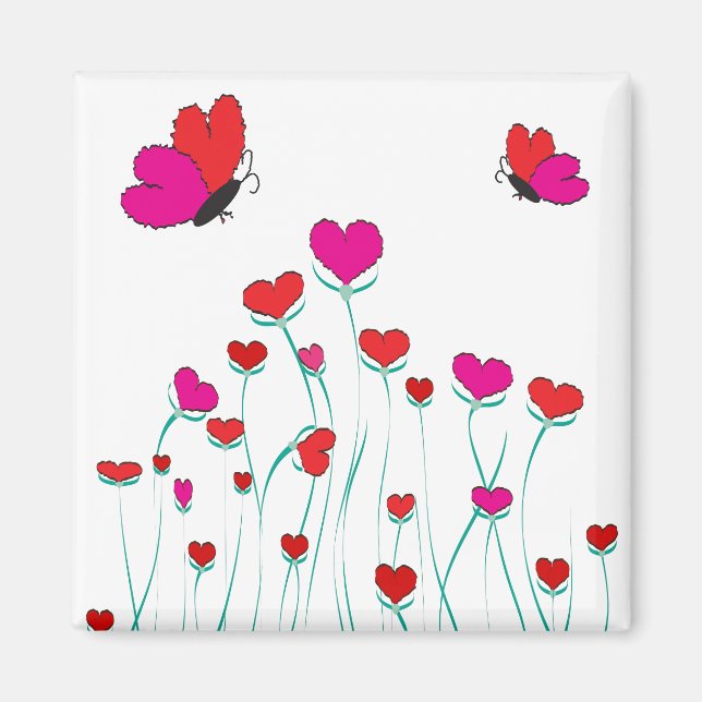 Aimant Coeurs et papillons Valentine Love (Devant)