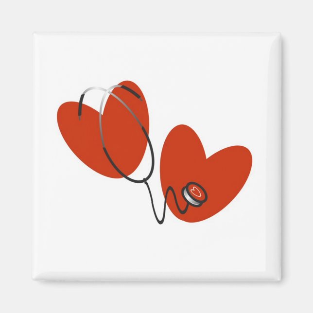 Aimant Coeurs et T-shirts et cadeaux de stéthoscope (Devant)