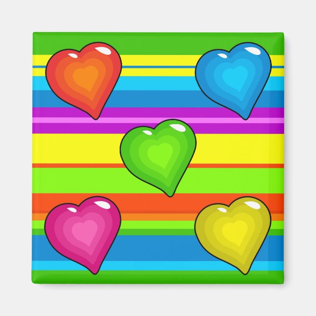 Aimant Coeurs funky (Devant)