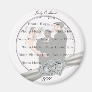 Aimant Coeurs Mariage blanc magnétique rond