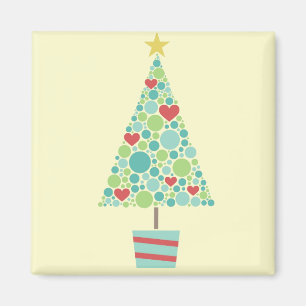 Aimant Coeurs mignons pastel moderne sapin de Noël