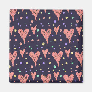 Aimant Coeurs motifs Fille colorée Moderne Cute