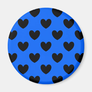 Aimant Coeurs polka noirs sur bleu