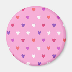 Aimant Coeurs polka rose