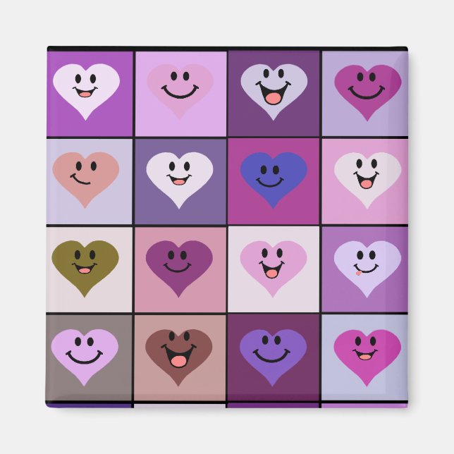 Aimant Coeurs rose et violet (Devant)