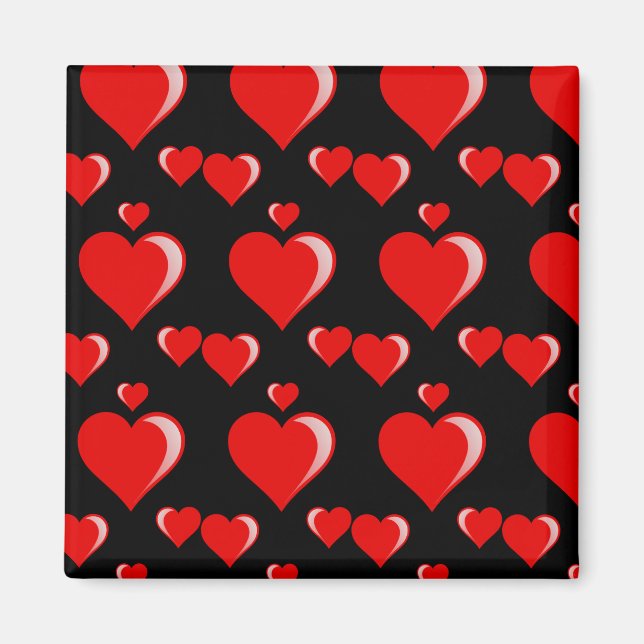 Aimant Coeurs rouges et noirs Motif de la Saint-Valentin (Devant)