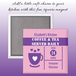 Aimant Coffee lovers custom name pink purple