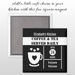 Aimant Coffee lovers custom name white black