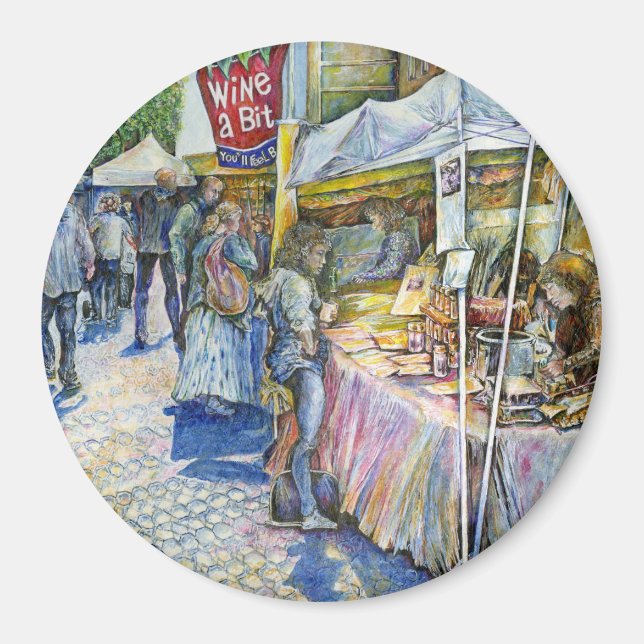 Aimant Coin de Flying Pig Farm et Wine a Bit. (Devant)