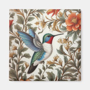Aimant Colibri en vol inspiré de William Morris