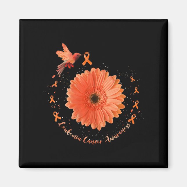 Aimant Colibri Orange Tournesol Leucémie Cancer Aware (Devant)