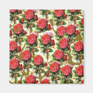 Aimant Collage assez chic de papier peint de rose rouge