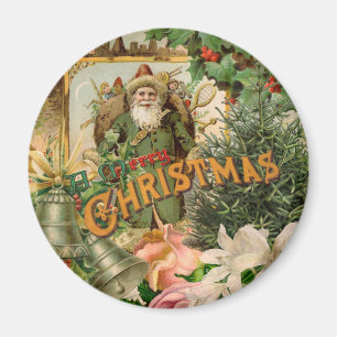 Aimant Collage de Noël Santa Vert Ancien Monde Antique