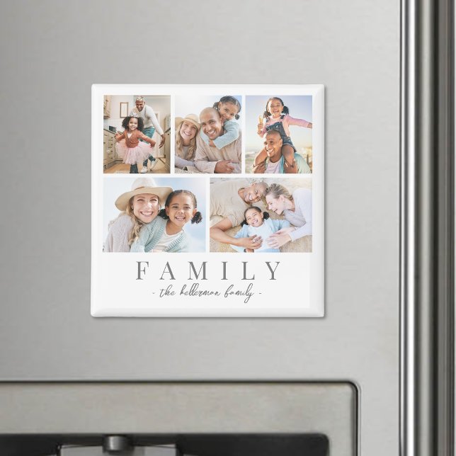 Aimant Collage de photos de famille personnalisées élégan (Elegant Personalized Family Photo Collage magnet)