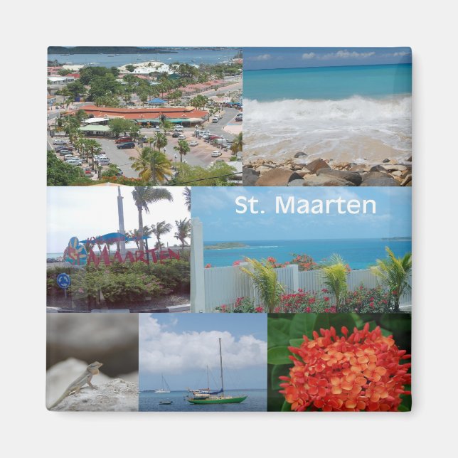 Aimant Collage photo de Saint-Martin-Saint-Maarten (Devant)