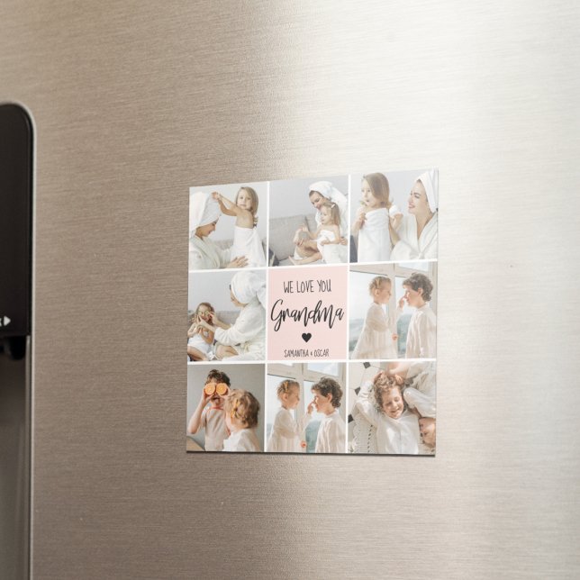 Aimant Collage Photo Rose We Love You Grand-mère Meilleur (Créateur téléchargé)