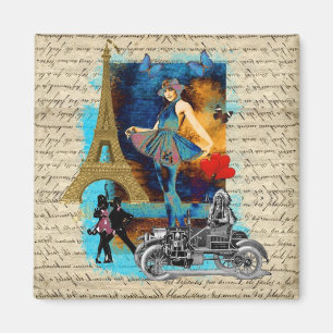 Aimant Collage romantique vintage Paris