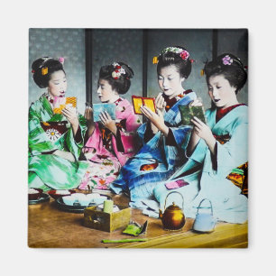 Aimant Collecte de Geisha Vintage couleur main