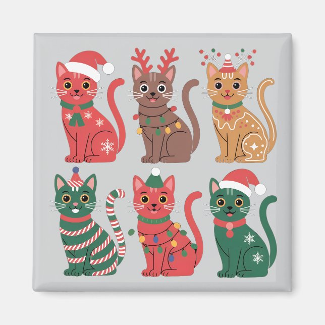 Aimant collection de six chats (Devant)