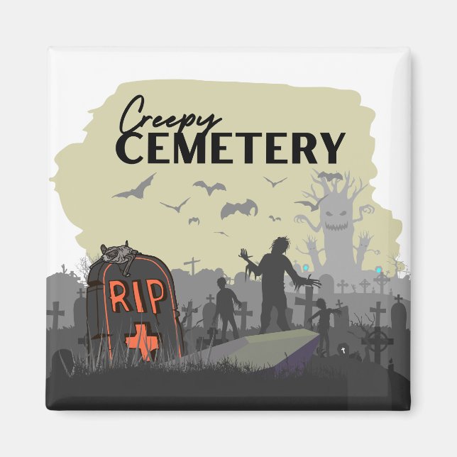 Aimant Collection de timbres d'Halloween "Cimetière Dépla (Devant)