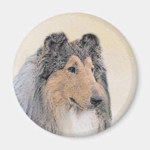 Aimant Collie (Rough) Peinture - Cute Original Chien Art