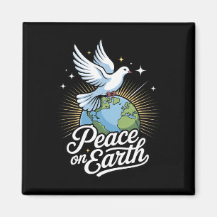 Aimant Colombe et globe de la foi de Noël Paix sur Terre
