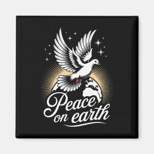 Aimant Colombe et globe Paix sur Terre Noël paisible