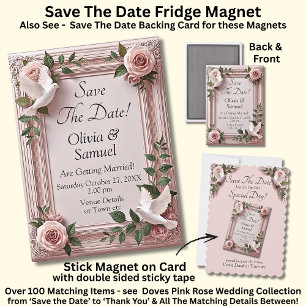 Aimant Colombes & Roses Roses 3D Effet, Sauvegarder La Da