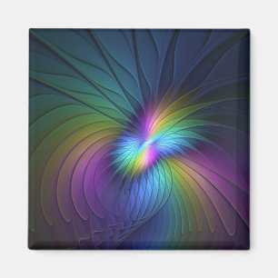 Aimant Coloré Avec Bleu Moderne Art Fractal Abstrait