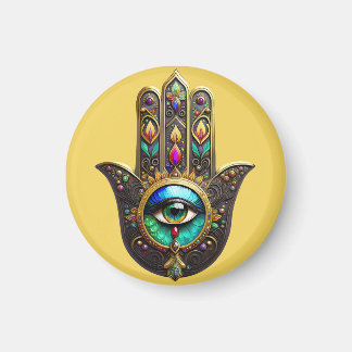 Aimant Colorful Brown Gold Hamsa Rainbow Color Third Eye