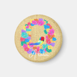 Aimant Colorful Coastal Rustic Bird 'Aloha' 