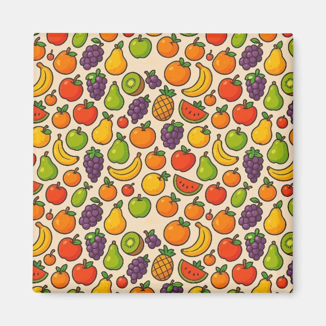Aimant Colorful fruits patterned (Devant)