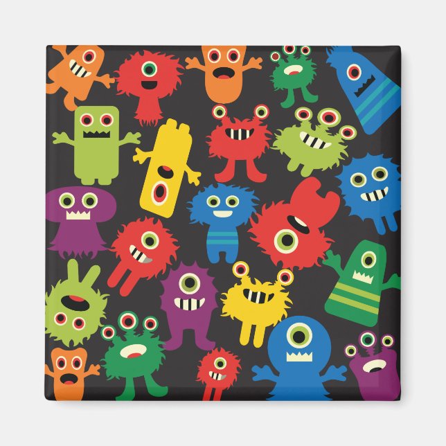 Aimant Colorful Fun Monsters Créatures Motif (Devant)