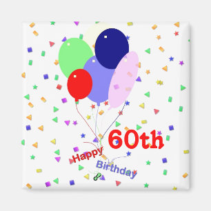 Aimant Colorful Joyeux 60e Anniversaire Ballons
