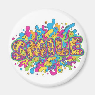 Aimant Colorful Psychedelic SMILE Typography Art