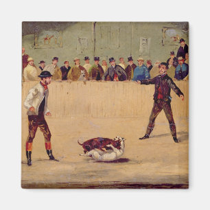 Aimant Combat de chien (huile sur le papier)