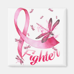 Aimant Combattant Libellule Ruban Rose Cancer du Sein