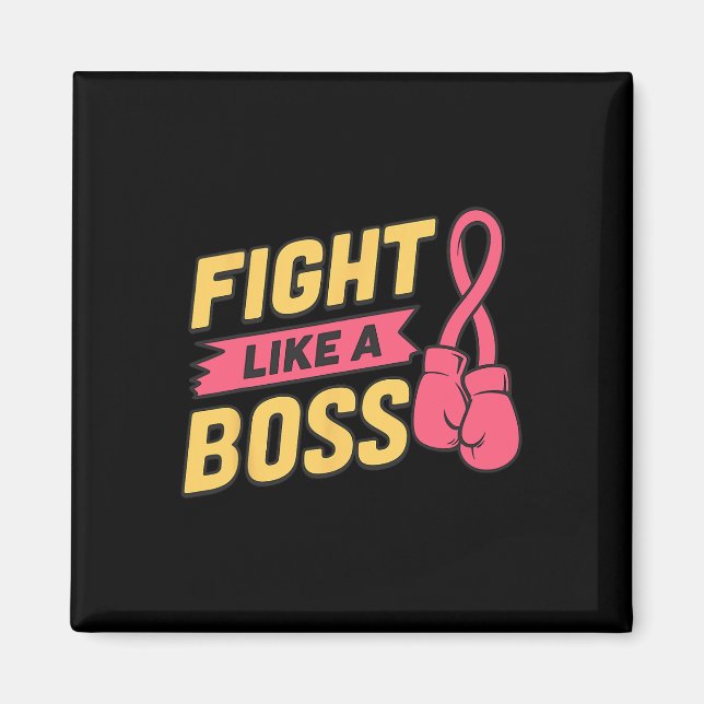 Aimant Combattre Comme Un Boss Pink Ribbon Boxe Cancer Du (Devant)