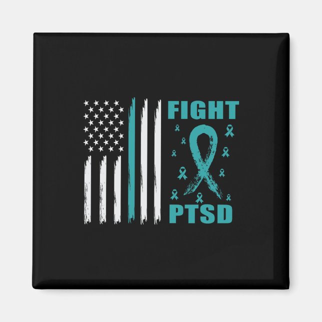 Aimant Combattre Le Ruban Turquoise Ptsd Et Son Indicateu (Devant)