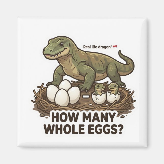 Aimant Combien d'œufs? Jeu de maths du dragon de Komodo (Devant)