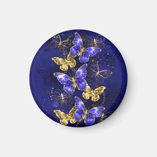 Aimant Composition avec papillons Sapphire (Devant)