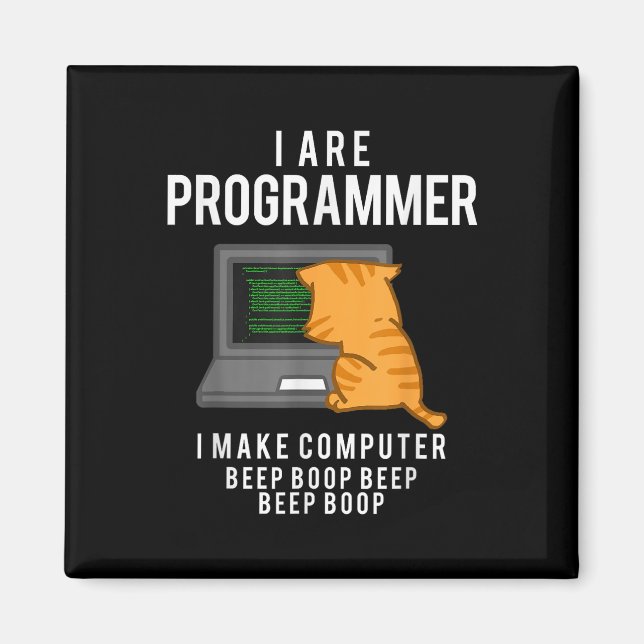 Aimant Computer Cat Programmer Funny Coder Meme (Devant)