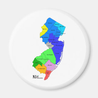 Aimant Comtés du New Jersey en couleur