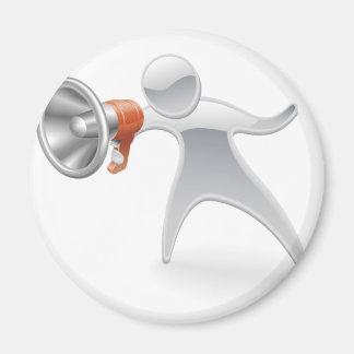 Aimant concept de mégaphone de mascotte métallique