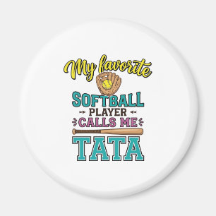 Aimant Conception de chemise Mon joueur de softball préfé